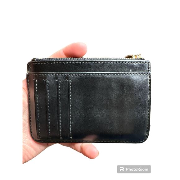 Kate Spade Black Hot Pink Handheld Brown Wooden Beaded Wristlet Wallet Small - Picture 3 of 5